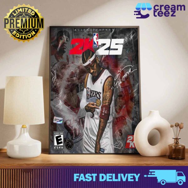 Allen Ezail Iverson The Cover Athlete Of NBA 2K25 Print Art Poster and Canvas