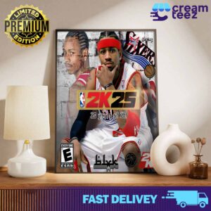 Allen Ezail Iverson The Cover Athlete Of NBA 2K25 25 years of 2K Print Art Poster and Canvas