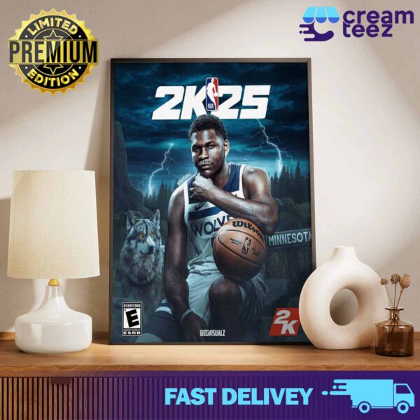 Anthony DeVante Edwards The Cover Athlete Of NBA 2K25 By Zgvisualz Print Art Poster and Canvas