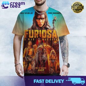 Anya Taylor Joy and Chris Hemsworth Official Poster in Furiosa release May 24 Print Art Shirt Unisex