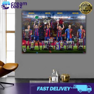 Barcelona now have four treble team 2009 2021 2015 2024 Poster