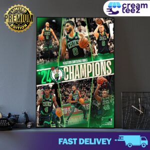 Boston Celtics Unsigned 2024 Eastern Conference Champions Stylized Photo Print Art Poster and Canvas