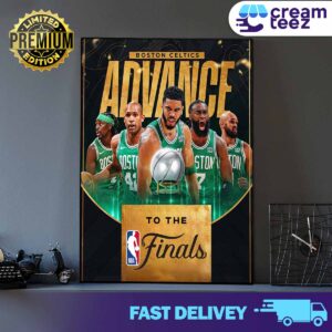 Boston Celtics have advanced to the NBA Finals after winning their Eastern Conference Finals series 4-0 against the Pacers 2023-2024 Print Art Poster and Canvas