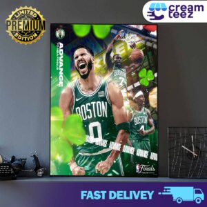 Congration Boston clinched their spot in the Finals with a 105-102 Game 4 win over Indiana in Finals Eastern Conference Champions 2023-24 Print Art Poster and Canvas