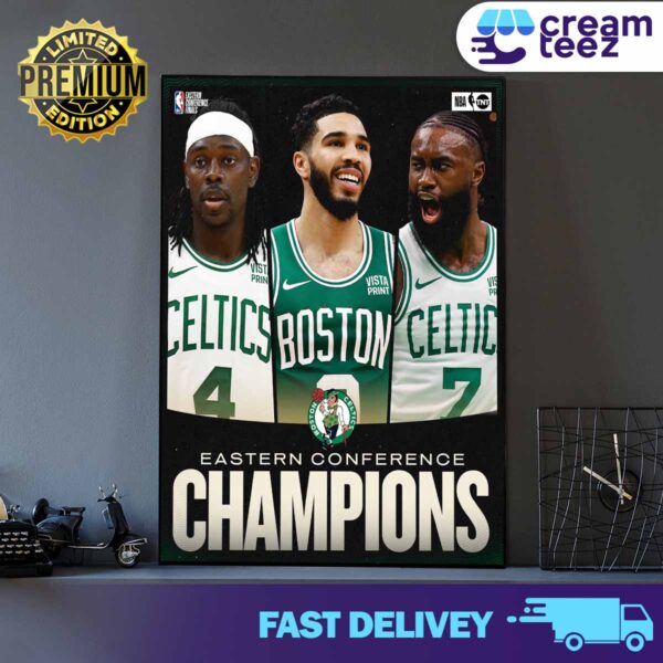 Congration Isaiah Thomas Jayson Christopher Tatum and Jaylen Brown Boston Celtics Win Eastern Conference Champions 2023-2024 Print Art Poster and Canvas