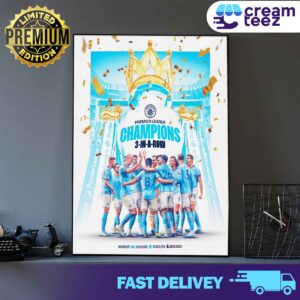 Congrats Manchester City Champions Premier League 2023-2024 Man City Champions 4 In A Row Print Art Canvas And Poster