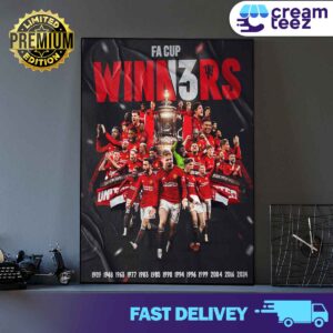 Congratulations on Manchester United’s 13th victory in the 2023-24 Football Association Challenge Cup Print Art Poster and Canvas