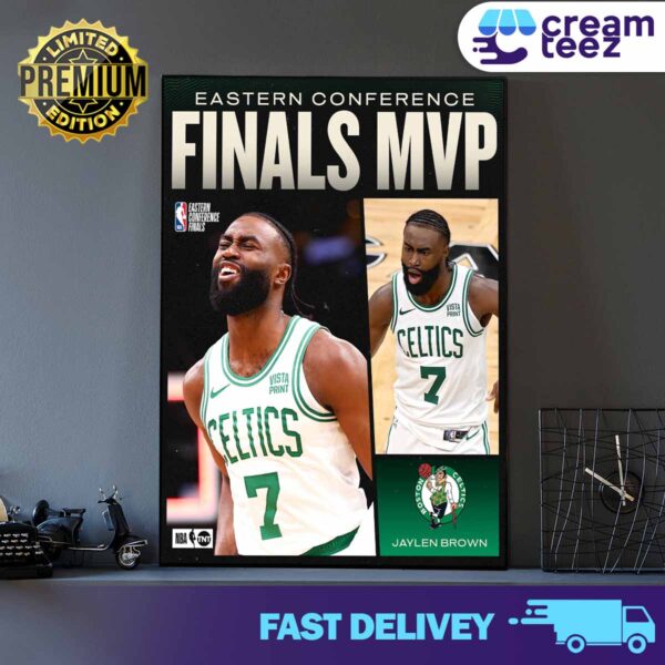 Jaylen Brown of Boston Celtics wins the 2024 Eastern Conference Finals MVP Print Art Poster and Canvas