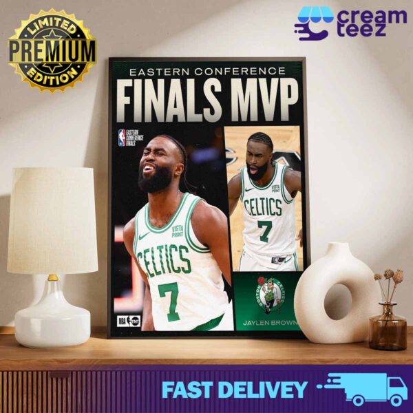 Jaylen Brown of Boston Celtics wins the 2024 Eastern Conference Finals MVP Print Art Poster and Canvas