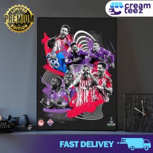 Olympiakos Piraeus Fc And Acf Fiorentina Poster UEFA Europa Conference Final 2024 Print Art Poster and Canvas