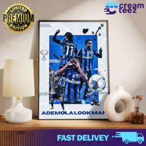 Ademola Lookman Of Atalanta BC Poster UEFA Europa League Champion 2023-24 Print Art Canvas And Poster