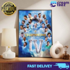 Manchester City Is Premier League Champions 2023-24 Print Art Canvas And Poster