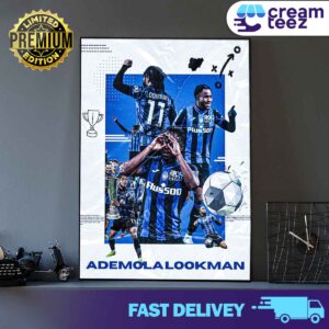 Ademola Lookman Of Atalanta BC Poster UEFA Europa League Champion 2023-24 Print Art Canvas And Poster