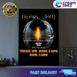Pearl Jam Logo Dark Matter World Tour 2024 With Deep Sea Diver May 21 22 2024 Print Art Canvas And Poster