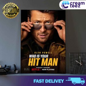 Character posters for HIT MAN starring Glen Powell Print Art Canvas And Poster