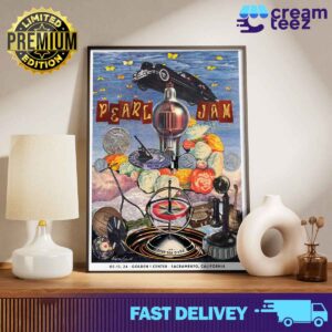 Pearl Jam Poster Show with Deep Sea Diver in Golden 1 Center Scaramento California a MAY 13 2024 Print Art Poster and Canvas
