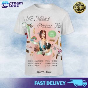 Chappell Roan’s Midwestern Princess Tour September 19 2024 at O2 Academy Brixton London All Over Print 3D T-Shirt