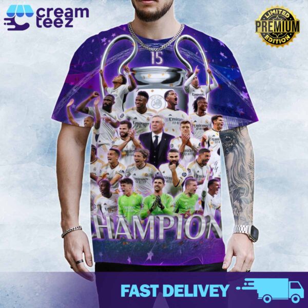 Congratulations to Real Madrid for officially winning the season T Shirt Print All Over