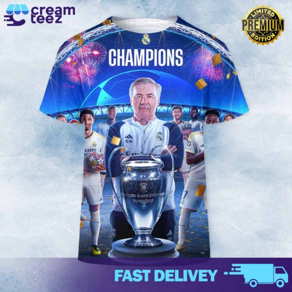 Congratulations to coach Carlo Ancelotti and Real Madrid club for winning the UEFA Champion League 2023 2024 Print All Over
