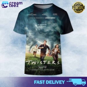Daisy Edgar Jones Glen Powell Anthony Ramos From The Producers of Jurassic World in New Poster for Twisters in theaters on July 19 All Over Print Tshirt Sweatshirt Hoodie 3D