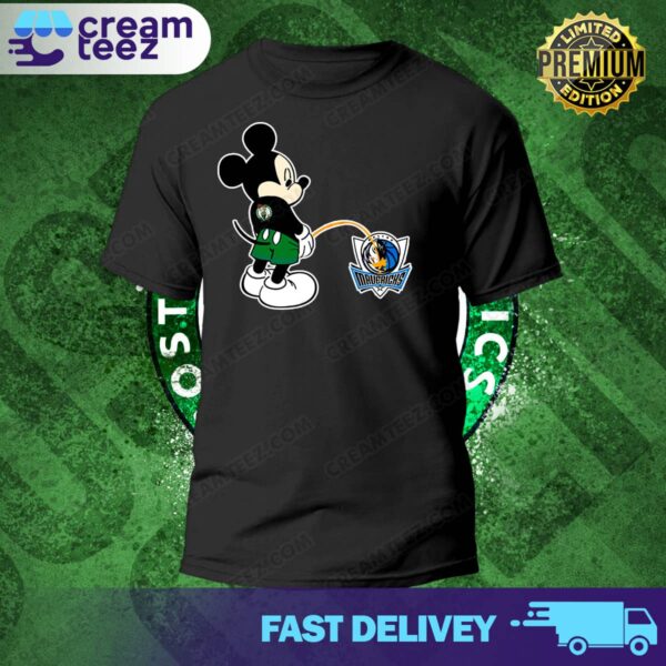 Funny Mickey Boston Celtics Piss On Dallas Mavericks T-Shirt