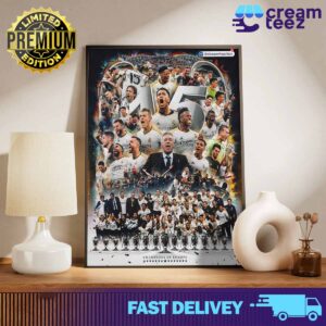Hala The Kings Of Europe Removing The Real Madrid Are UEFA Champions League Champions 2023 2024 Print Art Poster and Canvas