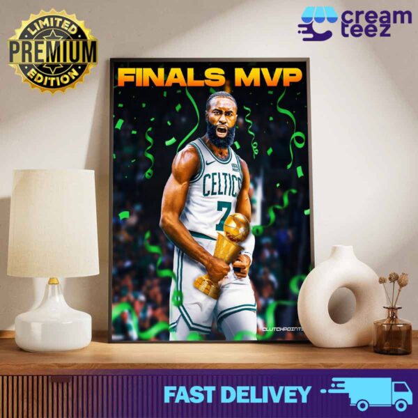 Jaylen Brown is the 2024 NBA Finals MVP and the Boston Celtics won the championship this season Print Art Poster and Canvas