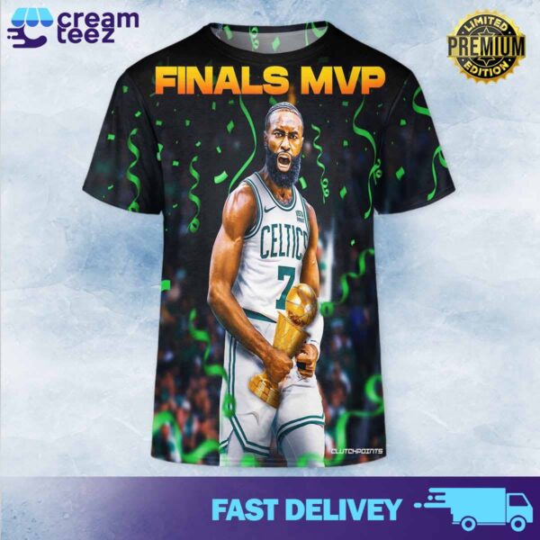 Jaylen Brown is the 2024 NBA Finals MVP and the Boston Celtics won the championship this season All Over Print Tshirt Hoodie Sweatshirt 3D