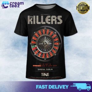 MCD Presents The Killers Stage Times 12 14 15 June At 3Arena Dublin Plus Special Guests Travis Print All Over Tshirt  3D