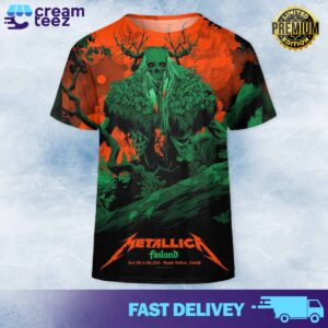 Metallica new Art Work by  Ken Taylor’s exclusive for M72 Helsinki June 7th 9th 2024 in Olympic Stadium Helsinki T shirt Print all over 3D