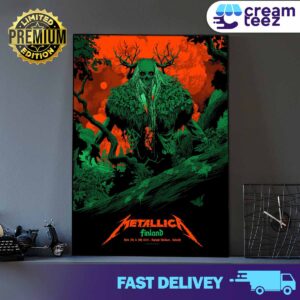Metallica new poster Art Work by  Ken Taylor’s exclusive for M72 Helsinki June 7th 9th 2024 in Olympic Stadium Helsinki Print Art Poster and Canvas