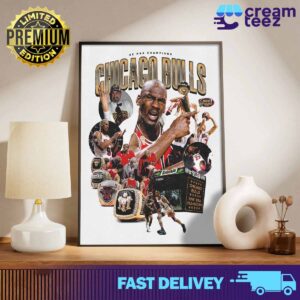 On this day June 16 1996 4X NBA Champions Chicago Bulls Print Art Poster and Canvas