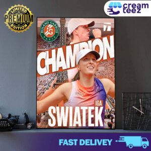 Official IGA Swiatek Champion Roland Garros Paris 2024 IG4 The Championships Wimbledon Print Art Poster Canvas