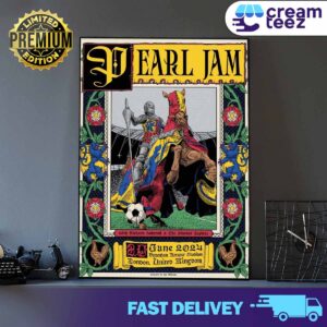Pearl Jam With Richard Ashcroft and The Murder Capital in Tottenham Hotspur Stadium Poster Artwork by Ian Williams Merch Limited June 29 2024 London 2