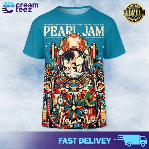 Pearl Jam With the Murder Capital and Richard Ashcroft  in Tottenham Hotspur Stadium London United Kingdom June 29 2024 All Over Print 3D Tshirt and Sweatshirt Hoodie