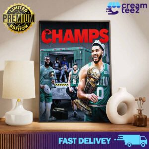 The Boston Celtics Are Raising Banner 18 Nba Champion 2023 2024 Print Art Poster and Canvas