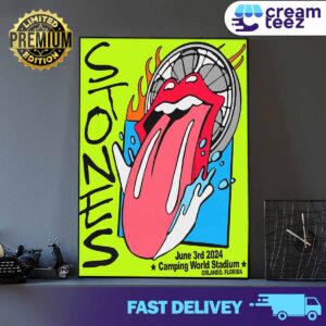 The Rolling Stones  Tour 2024 Hackney Diamonds in Camping World Stadium   Orlando Florida June 3rd 2024 Print Art Poster and Canvas