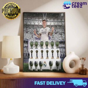 Toni Kroos is currently a 6 time Champions League champion a 6 time Club World Cup champion and a 5 time European Super Cup champion Thank you for the beautiful memories Print Art Poster and Canvas