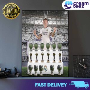 Toni Kroos is currently a 6 time Champions League champion a 6 time Club World Cup champion and a 5 time European Super Cup champion Thank you for the beautiful memories Print Art Poster and Canvas