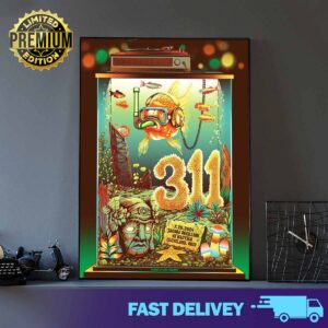 311 Exclusive and limited event merchandise poster by Garett Watt poster art by Jared Yamahata July 28 2024 Jacobs Pavilion At Nautica Cleveland, Ohio Print Art Poster And Canvas