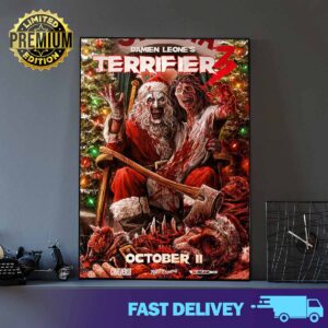 First poster for TERRIFIER 3 of Damien Leone in theaters on October 11 2024 Print Art Poster And Canvas