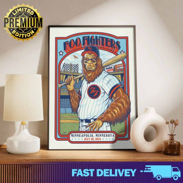 Foo Fighters Minneapolis minnesota Poster from Brent Schoonover Limited Edition july 28 2024 Print Art Poster And Canvas