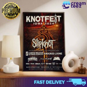 KNOTFEST IOWA Returns September 21, 2024 Featuring Slipknot, Till Lindemann, Knocked Loose Special One Night Only 25th Anniversary Event at Water Works Park in Des Moines, IA, Merchandise Poster limited art printing Print Art Poster And Canvas