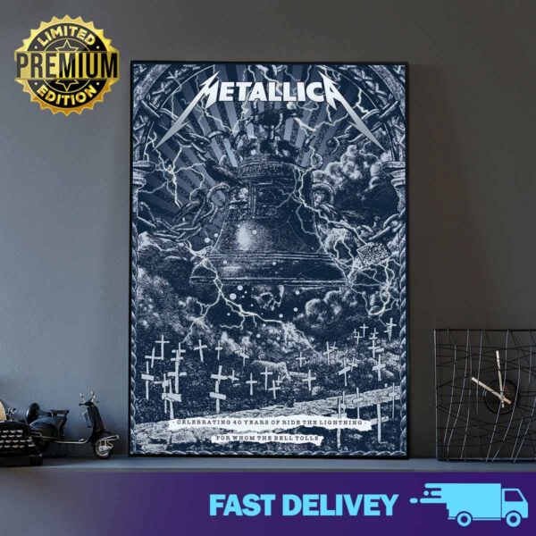 Metallica For Celebrating 40 years of ride the lighting for whom the bell tolls Limited Edition Print Art Poster And Canvas