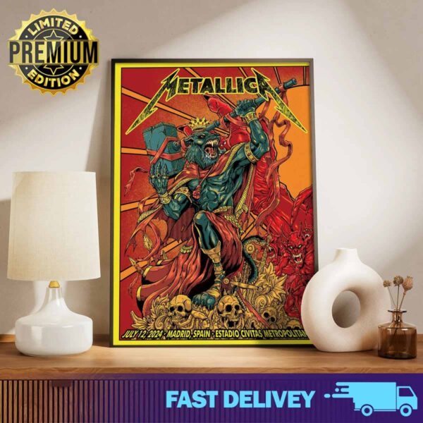 Metallica M72 Madrid Tonight in Madrid world tour No Repeat Weekend in Europe with Architects Print Art Poster And Canvas