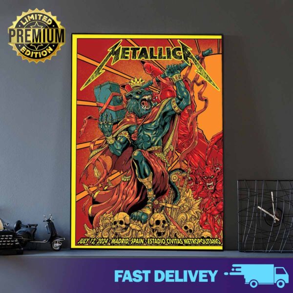 Metallica M72 Madrid Tonight in Madrid world tour No Repeat Weekend in Europe with Architects Print Art Poster And Canvas