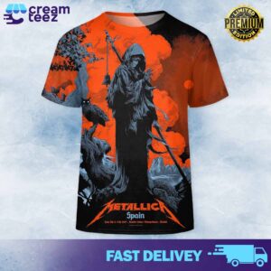 Metallica M72 Madrid world tour new poster merch limited artwork from Ken Taylor’s  July 12th and 14th 2024 Estadio Civitas Metropolitano Madrid All Over Print 3D Tshirt