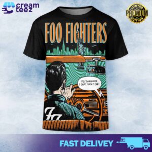 NYC Tonight Foo Fighter It’s Taken Over I Can’t Turn It Off Merchandise Limited artwork from Morning Breath Inc July 17th 2024 New York City Print Tshirt 3D