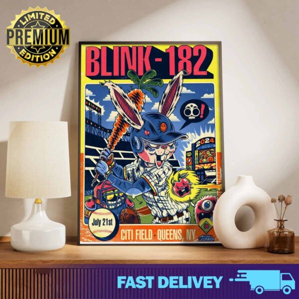 Official blink-182 poster for today’s show at Citi Field in Queens, NY July 21st 2024 Print Art Poster And Canvas