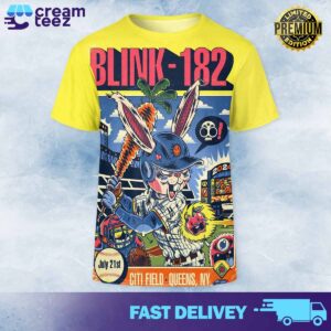 Official blink-182 poster for today’s show at Citi Field in Queens, NY July 21st 2024 All Over Print T-shirt 3D